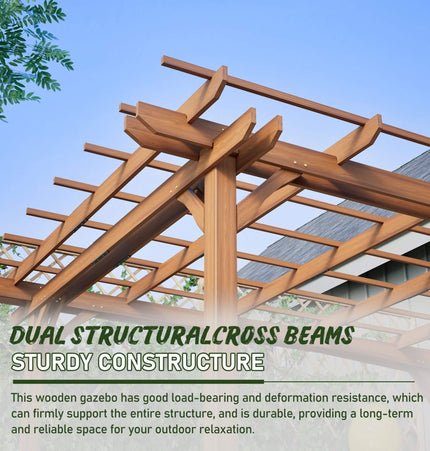 Alora 10x12 Ft. Premium Extra Large Outdoor Weather-Resistant Wooden Grape Pergola