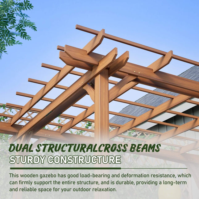 Alora 10x12 Ft. Premium Extra Large Outdoor Weather-Resistant Wooden Grape Pergola