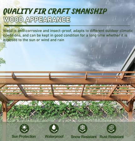 Alora 10x12 Ft. Premium Extra Large Outdoor Weather-Resistant Wooden Grape Pergola