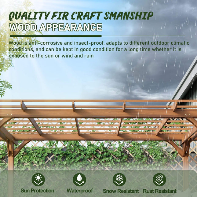 Alora 10x12 Ft. Premium Extra Large Outdoor Weather-Resistant Wooden Grape Pergola
