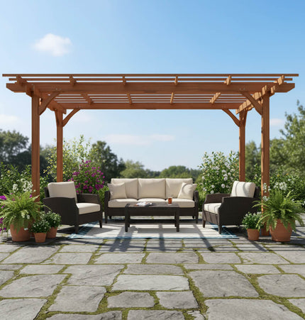 Alora 10x12 Ft. Premium Extra Large Outdoor Weather-Resistant Wooden Grape Pergola