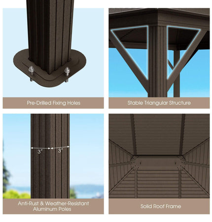 [10X12FT] Alora Premium Outdoor Hardtop Patio Gazebo W/ Galvanized Steel Top & Aluminum Frame (SAK74065)