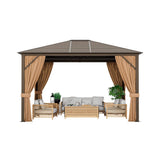 [10X12FT] Alora Premium Outdoor Hardtop Patio Gazebo W/ Galvanized Steel Top & Aluminum Frame (SAK74065) - Canopies & Gazebos | Patioza