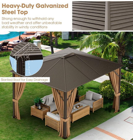 [10X12FT] Alora Premium Outdoor Hardtop Patio Gazebo W/ Galvanized Steel Top & Aluminum Frame (SAK74065)
