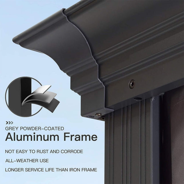 [10X13FT] Alora Large Premium Outdoor Hardtop Aluminum Gazebo With Galvanized Steel Double Roof (SAK74826) - Gazebos | Patioza