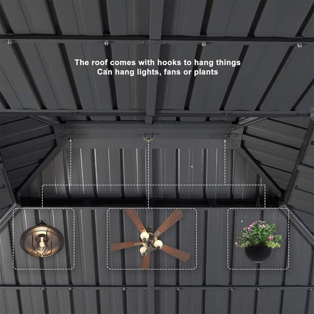 [10X13FT] Alora Large Premium Outdoor Hardtop Aluminum Gazebo With Galvanized Steel Double Roof (SAK74826) - Gazebos | Patioza