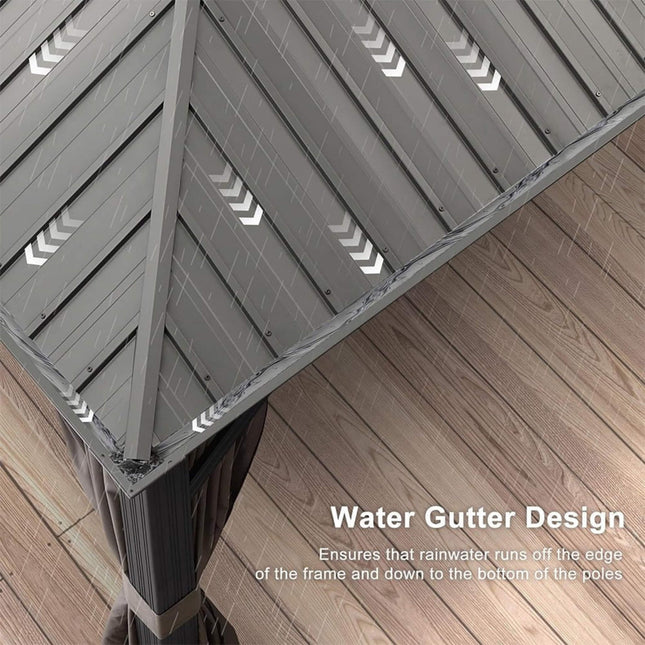 [10X13FT] Alora Large Premium Outdoor Hardtop Aluminum Gazebo With Galvanized Steel Double Roof (SAK74826) - Gazebos | Patioza