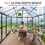 [10X14FT] Premium Outdoor Polycarbonate Greenhouse With Aluminum Frame And Double Swing Doors (SAK23168) - Greenhouses | Patioza