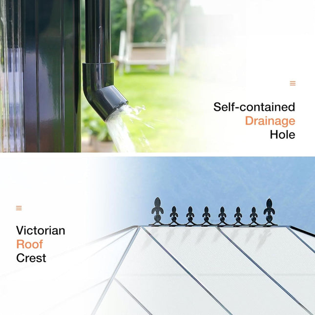 [10X14FT] Premium Outdoor Polycarbonate Greenhouse With Aluminum Frame And Double Swing Doors (SAK23168) - Greenhouses | Patioza