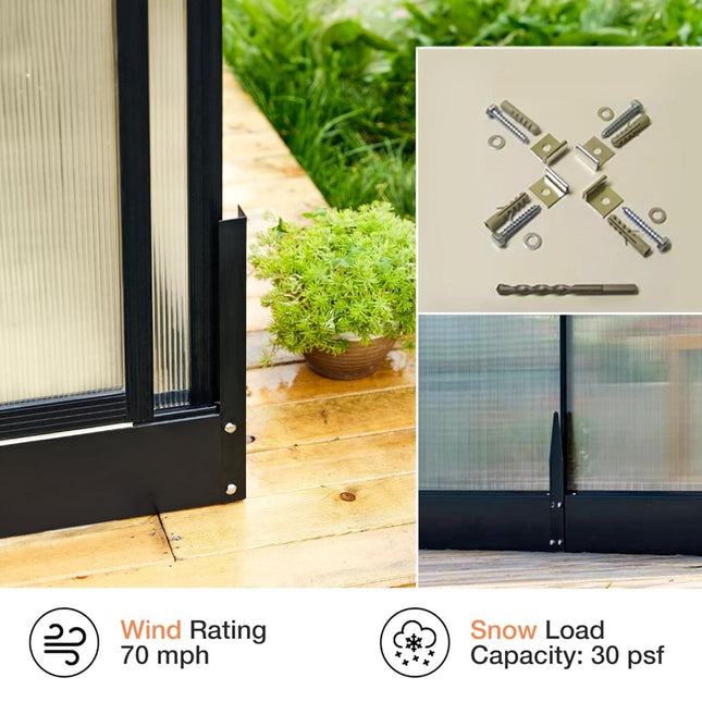 [10X14FT] Premium Outdoor Polycarbonate Greenhouse With Aluminum Frame And Double Swing Doors (SAK23168) - Greenhouses | Patioza