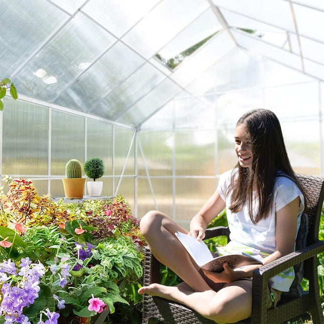 10x16 Ft. Extra Large Heavy-Duty Polycarbonate Aluminum Greenhouse with Sliding Doors and Vents
