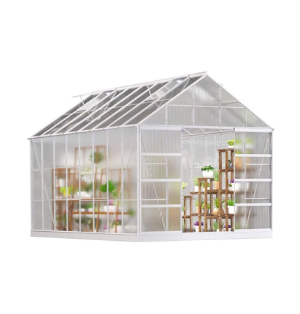 10x16 Ft. Extra Large Heavy-Duty Polycarbonate Aluminum Greenhouse with Sliding Doors and Vents