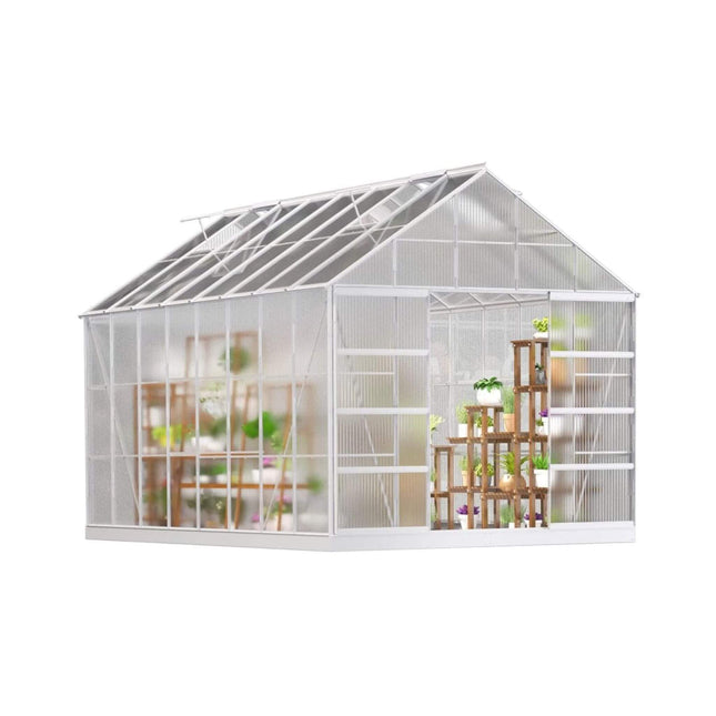 10x16 Ft. Extra Large Heavy-Duty Polycarbonate Aluminum Greenhouse with Sliding Doors and Vents
