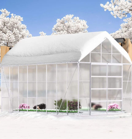 10x16 Ft. Extra Large Heavy-Duty Polycarbonate Aluminum Greenhouse with Sliding Doors and Vents