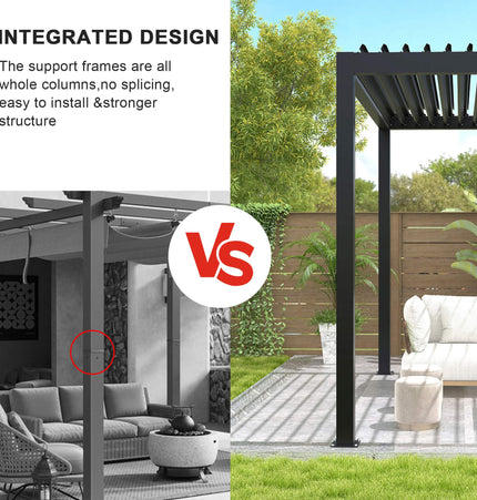 [10X19FT] Alora Modern Durable All - Weather Outdoor Pergola With Aluminum Frame And Steel Louvers (SAK32691) - Pergolas | Patioza