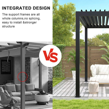 [10X19FT] Alora Modern Durable All - Weather Outdoor Pergola With Aluminum Frame And Steel Louvers (SAK32691) - Pergolas | Patioza