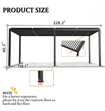 [10X19FT] Alora Modern Durable All - Weather Outdoor Pergola With Aluminum Frame And Steel Louvers (SAK32691) - Pergolas | Patioza