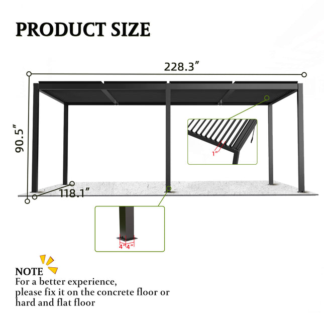 [10X19FT] Alora Modern Durable All - Weather Outdoor Pergola With Aluminum Frame And Steel Louvers (SAK32691) - Pergolas | Patioza