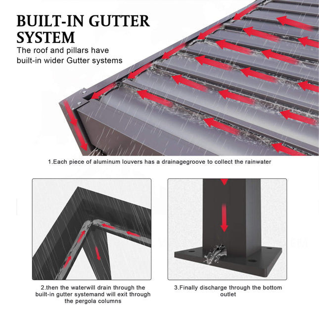 [10X19FT] Alora Modern Durable All - Weather Outdoor Pergola With Aluminum Frame And Steel Louvers (SAK32691) - Pergolas | Patioza