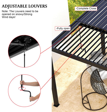 [10X19FT] Alora Modern Durable All - Weather Outdoor Pergola With Aluminum Frame And Steel Louvers (SAK32691) - Pergolas | Patioza