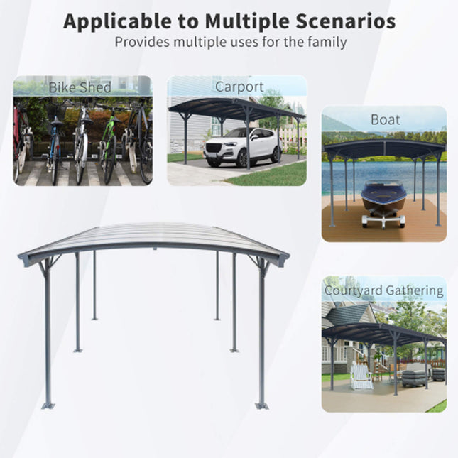 Alora 10x19 Ft. Heavy-Duty Outdoor Aluminum Arch Carport with Polycarbonate Panels - Carports | Patioza