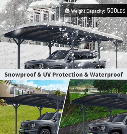 Alora 10x19 Ft. Heavy-Duty Outdoor Aluminum Arch Carport with Polycarbonate Panels - Carports | Patioza