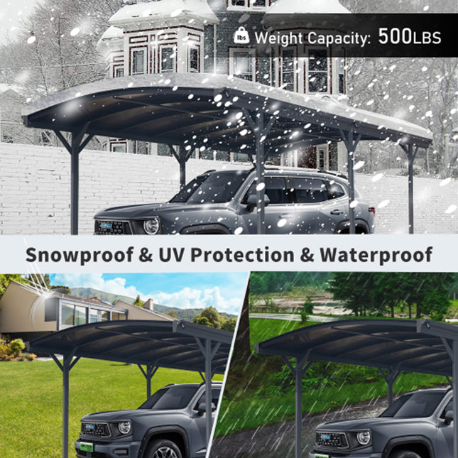 Alora 10x19 Ft. Heavy-Duty Outdoor Aluminum Arch Carport with Polycarbonate Panels - Carports | Patioza
