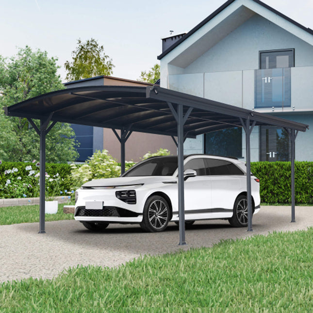 Alora 10x19 Ft. Heavy-Duty Outdoor Aluminum Arch Carport with Polycarbonate Panels - Carports | Patioza