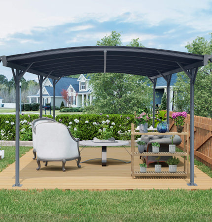 Alora 10x19 Ft. Heavy-Duty Outdoor Aluminum Arch Carport with Polycarbonate Panels - Carports | Patioza