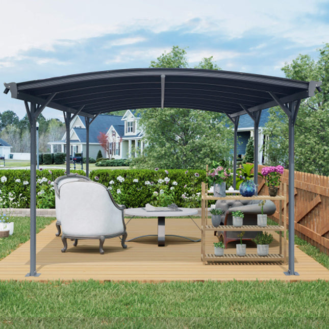 Alora 10x19 Ft. Heavy-Duty Outdoor Aluminum Arch Carport with Polycarbonate Panels - Carports | Patioza