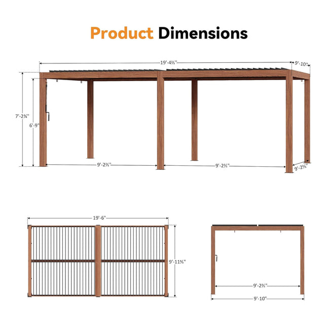 [10X20FT] Alora Heavy - Duty Luxury Outdoor Pergola With Adjustable Louvers And Integrated Drainage (SAK42670) - Pergolas | Patioza