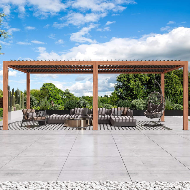 [10X20FT] Alora Heavy - Duty Luxury Outdoor Pergola With Adjustable Louvers And Integrated Drainage (SAK42670) - Pergolas | Patioza