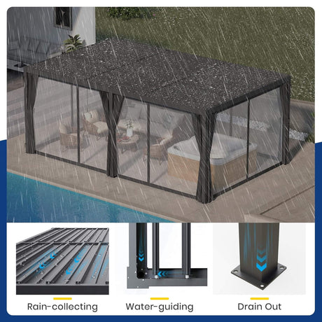 [10X20FT] Alora Premium Louvered Pergola With Curtains And Netting (SAK67041) - Pergolas | Patioza