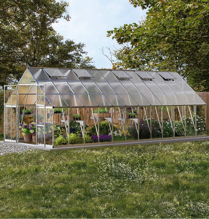 [10X24FT] Premium Heavy-Duty Polycarbonate Walk-In Greenhouse W/ Aluminum Frame & Built-In Gutter System (SAK58472) - Greenhouses | Patioza
