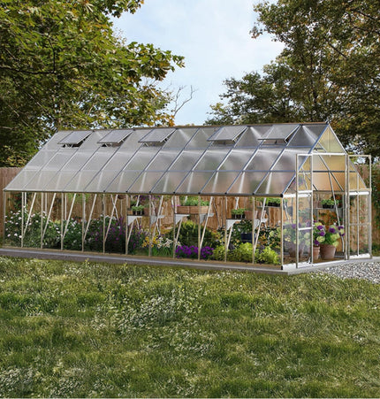 [10X24FT] Premium Heavy-Duty Polycarbonate Walk-In Greenhouse W/ Aluminum Frame & Built-In Gutter System (SAK58472) - Greenhouses | Patioza