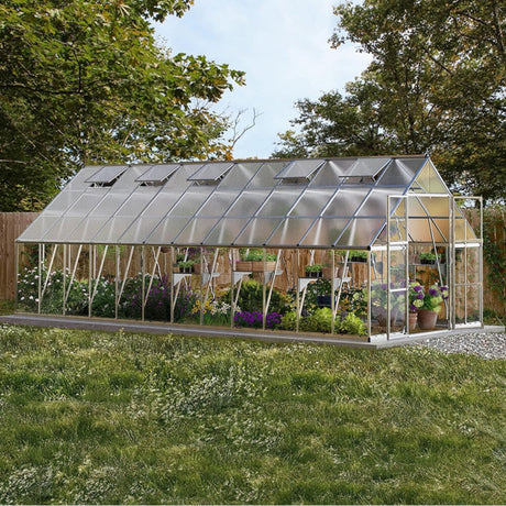 [10X24FT] Premium Heavy-Duty Polycarbonate Walk-In Greenhouse W/ Aluminum Frame & Built-In Gutter System (SAK58472) - Greenhouses | Patioza