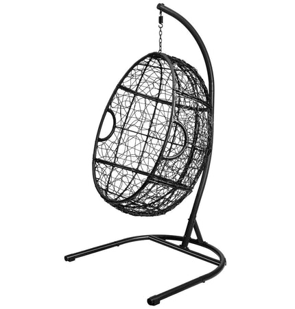 Hanging Cushioned Hammock Chair with Stand - Gray - Patio Furniture | Patioza