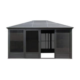 [11X14FT] Alora Meridian Premium Four Season Outdoor Aluminum Hardtop Gazebo Sunroom With Galvanized Steel Roof, Sliding Doors And Movable PVC Screen Walls (SAK88776) - Sunrooms | Patioza