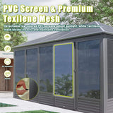 [11X14FT] Alora Meridian Premium Four Season Outdoor Aluminum Hardtop Gazebo Sunroom With Galvanized Steel Roof, Sliding Doors And Movable PVC Screen Walls (SAK88776) - Sunrooms | Patioza