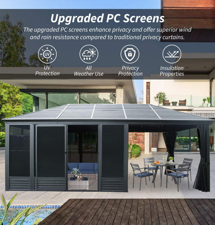 [11X21FT] Alora Outdoor All - Season Solarium Sunroom Gazebo With Galvanized Steel Roof (SAK42018) - Gazebos | Patioza