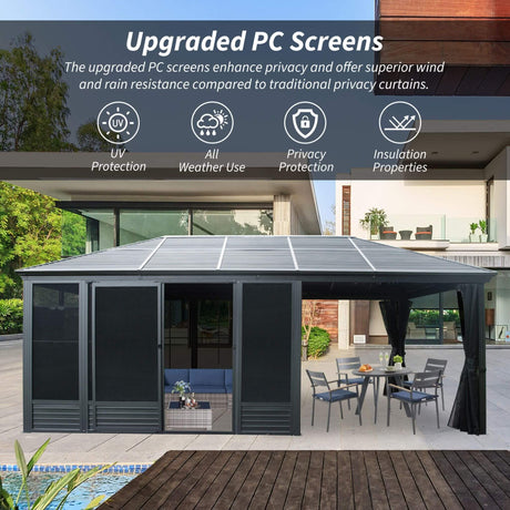 [11X21FT] Alora Outdoor All - Season Solarium Sunroom Gazebo With Galvanized Steel Roof (SAK42018) - Gazebos | Patioza