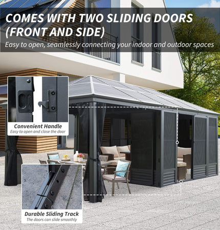 [11X21FT] Alora Outdoor All - Season Solarium Sunroom Gazebo With Galvanized Steel Roof (SAK42018) - Gazebos | Patioza