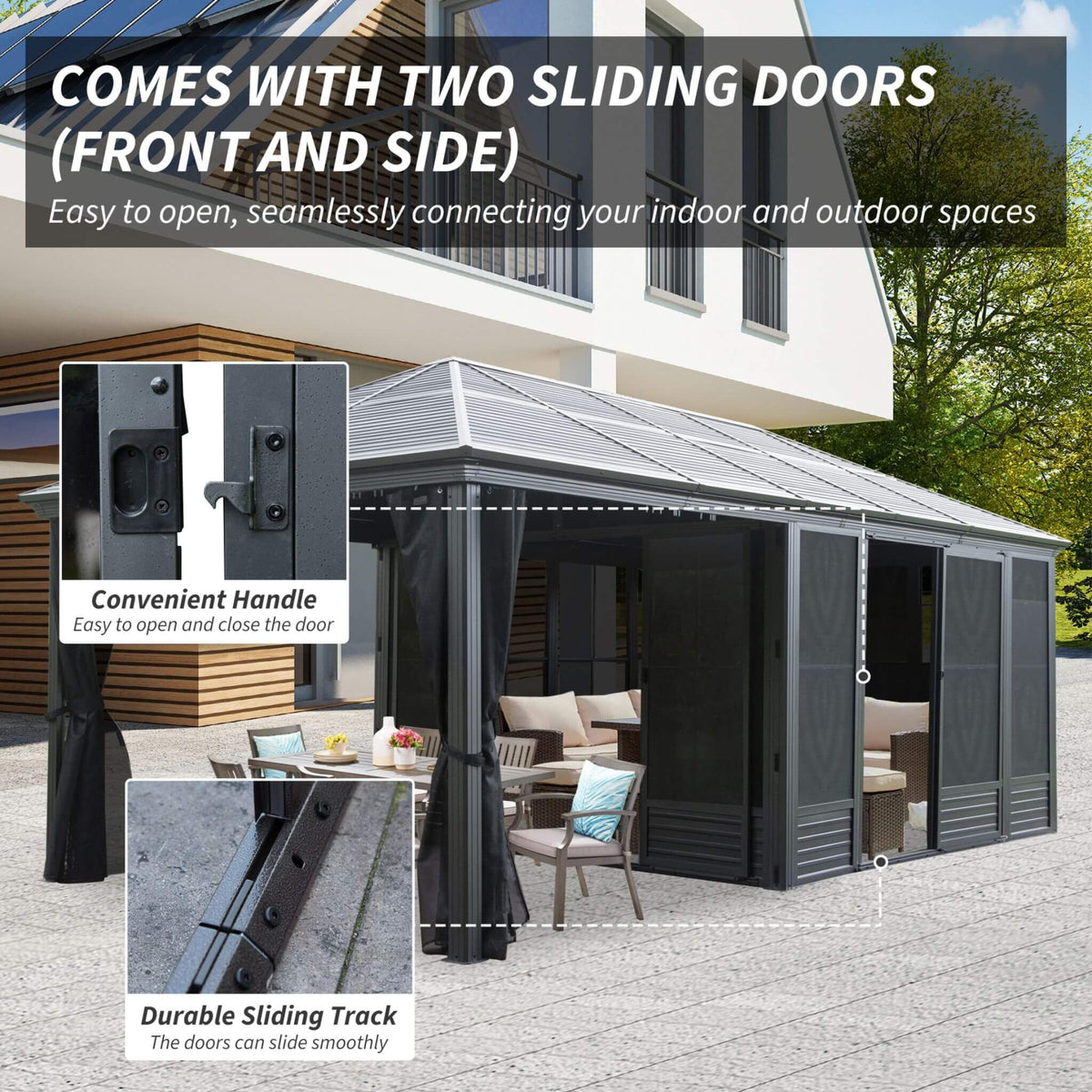 [11X21FT] Alora Outdoor All - Season Solarium Sunroom Gazebo With Galvanized Steel Roof (SAK42018) - Gazebos | Patioza