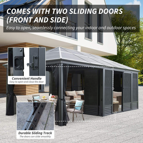 [11X21FT] Alora Outdoor All - Season Solarium Sunroom Gazebo With Galvanized Steel Roof (SAK42018) - Gazebos | Patioza