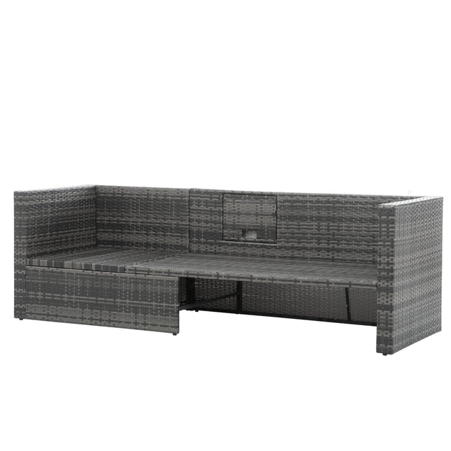 Patio Furniture, Outdoor Furniture, Seasonal PE Wicker Furniture,5 Set Wicker Furniture With Plywood Coffee Table - Patio Furniture | Patioza