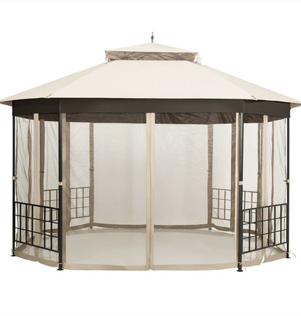 10’x 12’ Octagonal Patio Gazebo - Beige - Gazebos | Patioza