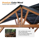 [12X12FT] Alora Premium Outdoor Cedar Wood Hardtop Gazebo With Galvanized Steel Roof (SAK31864) - Gazebos | Patioza