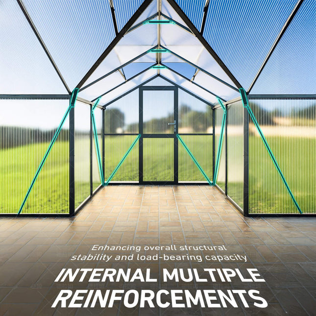 12x12 Ft. Premium T-Shape Polycarbonate Greenhouse with UV Protection and Aluminum Frame