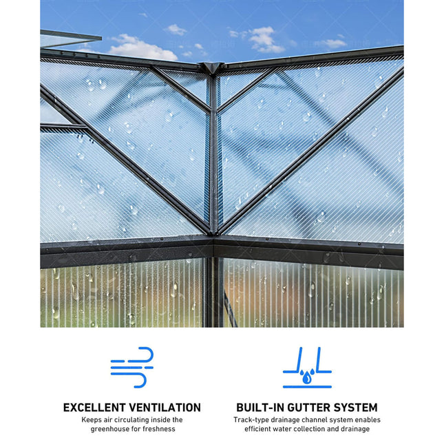 12x12 Ft. Premium T-Shape Polycarbonate Greenhouse with UV Protection and Aluminum Frame