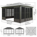 Alora Serenity 12x14 Ft. Premium All-Weather Outdoor Aluminum Sunroom with Galvanized Steel Hardtop Sloping Roof - Sunrooms | Patioza